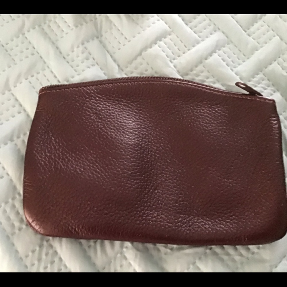 Leather makeup pouch